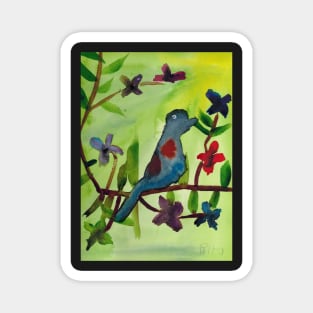 A Blue Bird in the Flowers Magnet