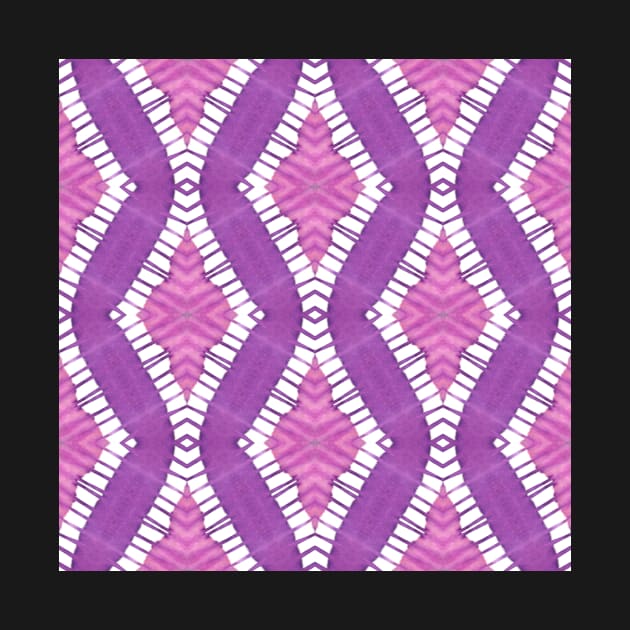 Pink, Purple, and White Diamond Stripes in Tie Dye Batik Style by gloobella