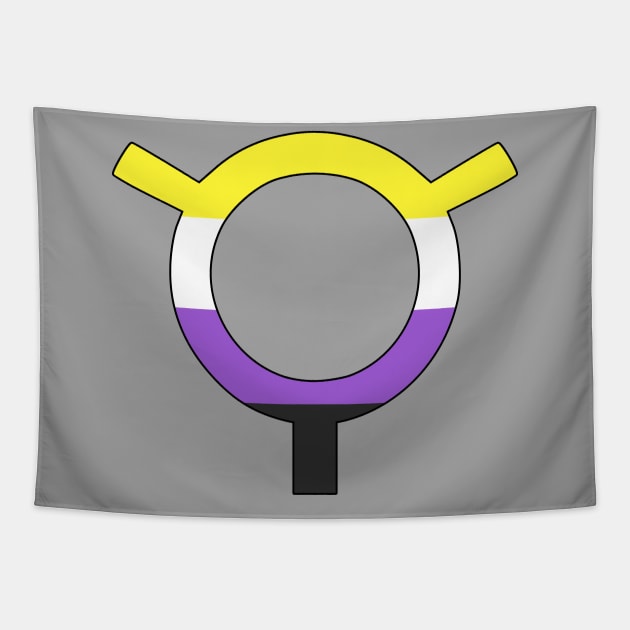 Nonbinary (Toki Pona, Enby Pride Colors) Tapestry by dikleyt