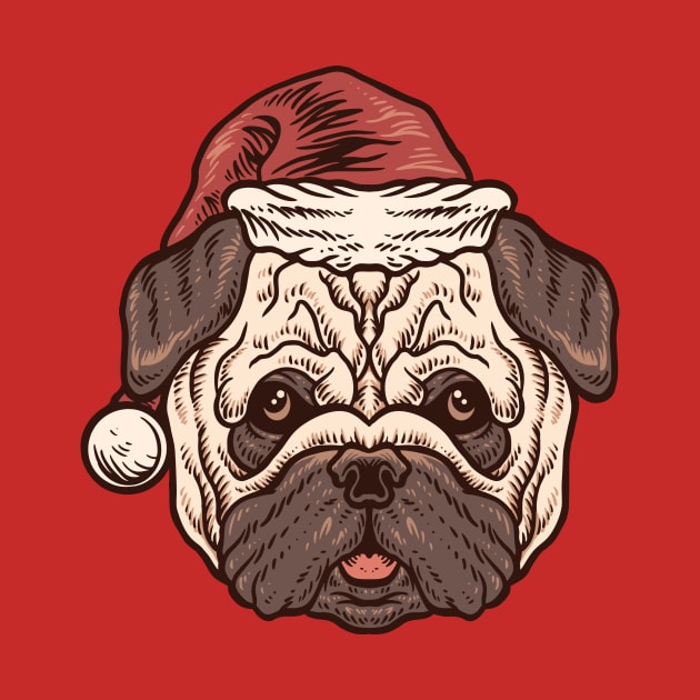 Cute Christmas Pug Illustration by SLAG_Creative