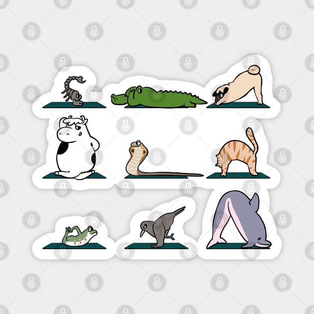 Animal Yoga Magnet by huebucket