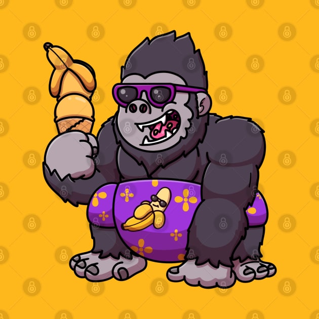 Gorilla Eating Banana Ice Cream by TheMaskedTooner