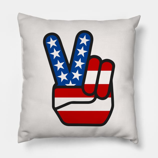 Stars and Stripes Peace Sign Pillow by n23tees