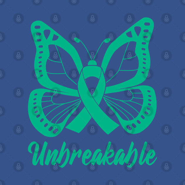 Disover Sea Green Butterfly Awareness Ribbon Unbreakable - Sea Green Awareness Ribbon - T-Shirt