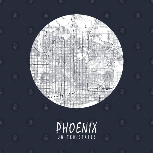 Phoenix, Arizona, USA City Map - Full Moon by deMAP Studio