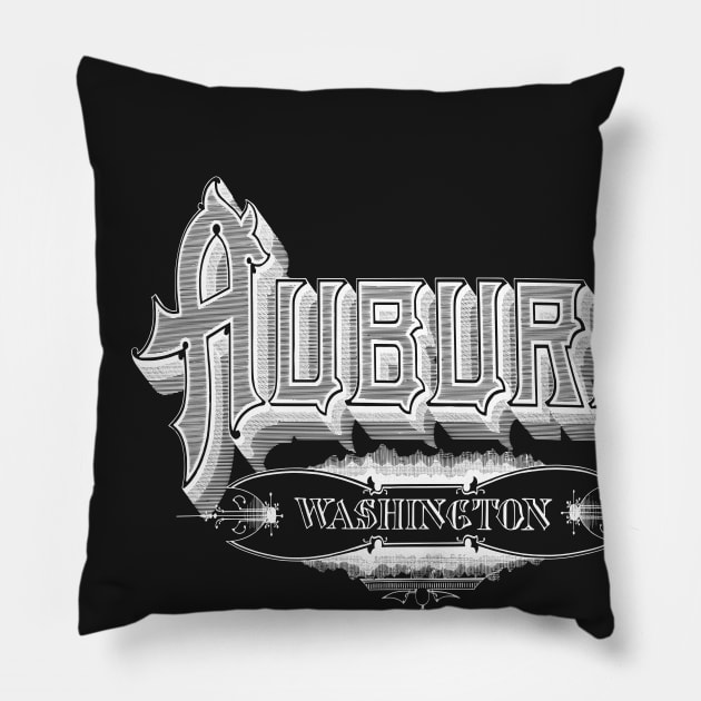 Vintage Auburn, WA Pillow by DonDota