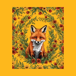 Mississippi Red Fox Surrounded By Tickseed Flowers T-Shirt