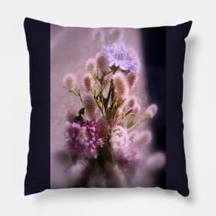 wildflower bouquet, pink tint Pillow