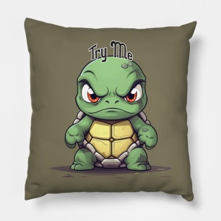 Angry Turtle: Try Me Pillow
