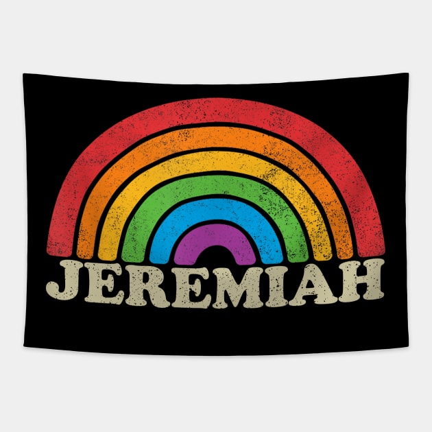 Jeremiah - Retro Rainbow Flag Vintage-Style Tapestry by ermtahiyao	