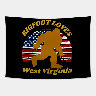 Bigfoot loves America and West Virginia too Tapestry
