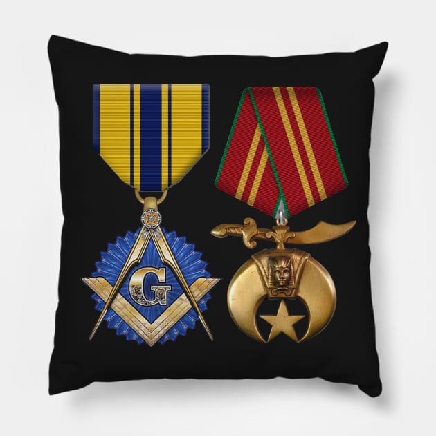 mason/shriner badges Pillow by Dr. Mitch Goodkin