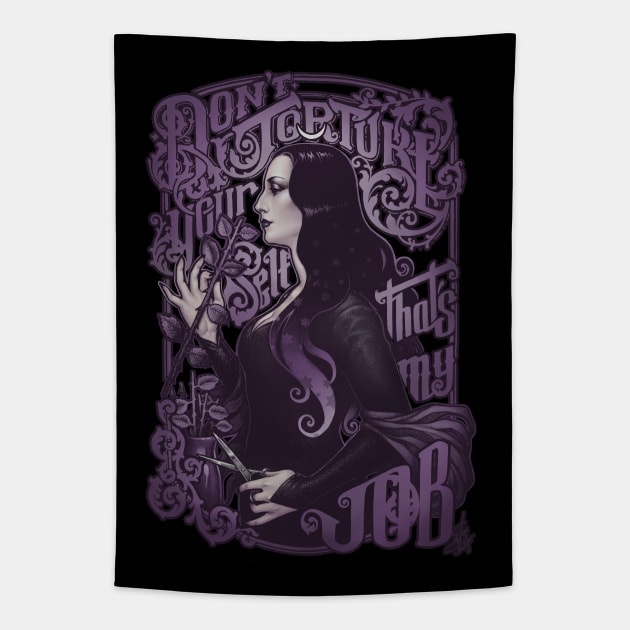 Don't torture yourself (purple) Tapestry by Medusa Dollmaker