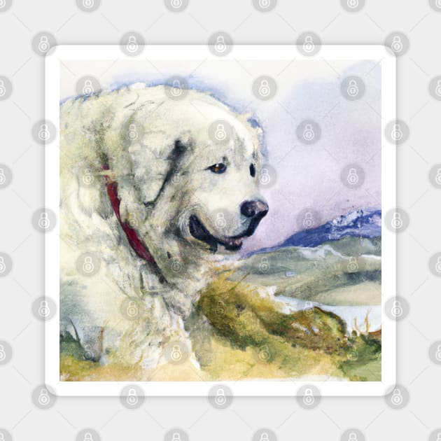 Watercolor Great Pyrenees - Dog Lovers Magnet by Edd Paint Something