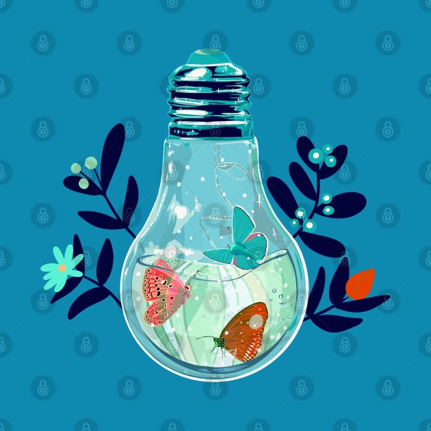 Butterflies in a bulb light by Mimie20