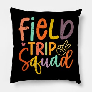Smile Face Field Trip Squad Retro Groovy Field Day 23 Hippie Pillow