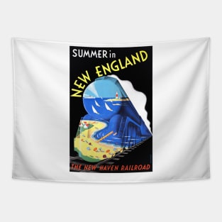 Vintage Travel Poster USA Summer in New England Tapestry