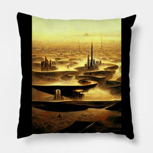 Golden Space City Pillow