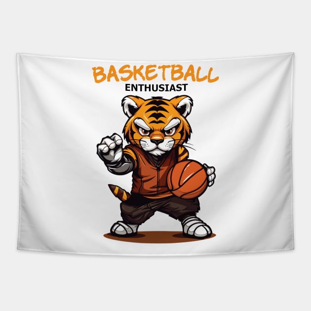 Cute Basketball Enthusiast Tapestry by Yopi