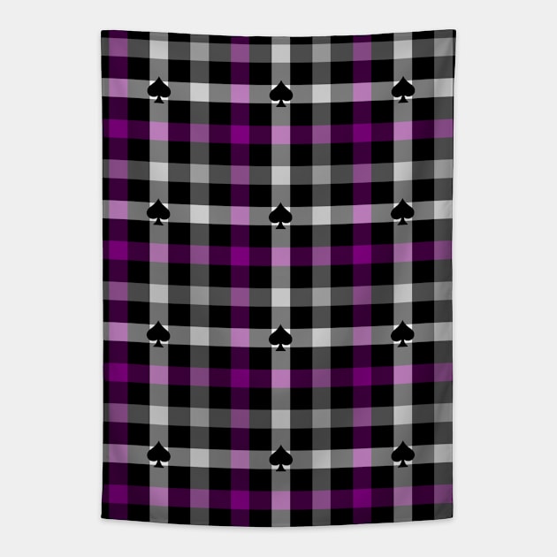 Asexual Pride Plaid with Spades Pattern Tapestry by VernenInk