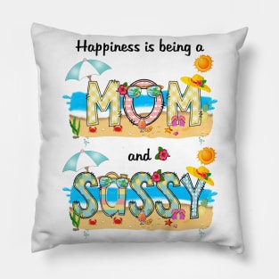 Happiness Is Being A Mom And Sassy Summer Beach Happy Mother's Pillow