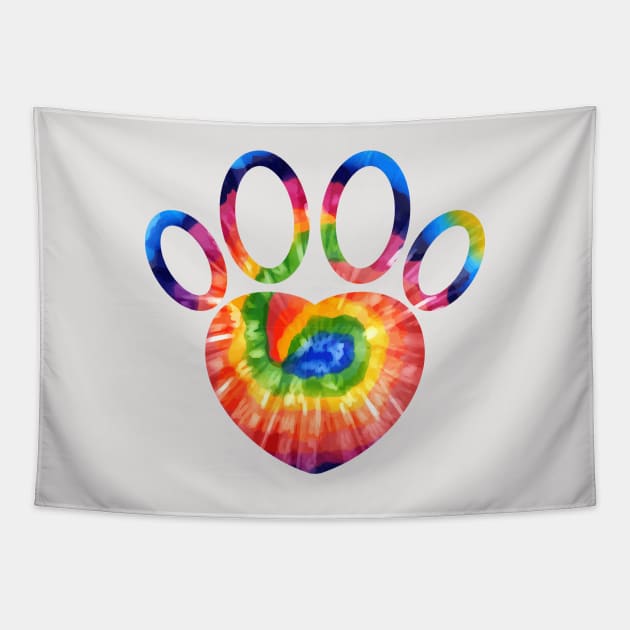 Dog Paw Tie Dye Cat Paw Print Animal Lover Birthday Tee Gift Tapestry by kaza191