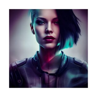 Cyber Beauty: Futuristic Elegance in Rendered Portraiture T-Shirt