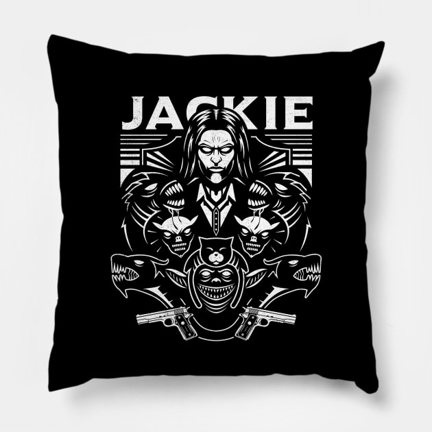 Jackie Darkness Pillow by logozaste