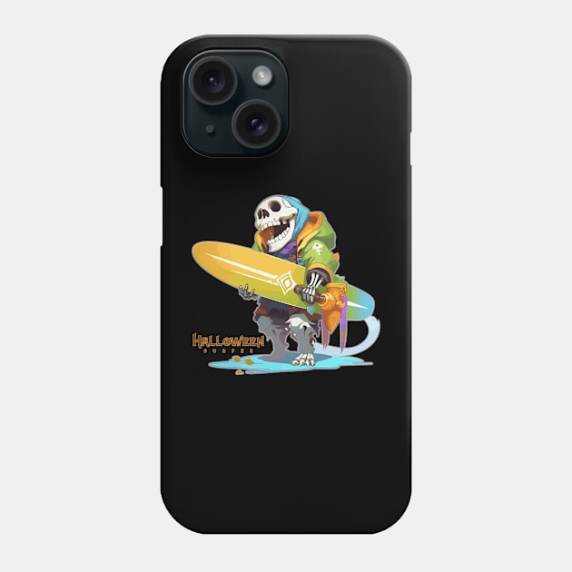 Halloween Beach Surfer Gnarly Skull Phone Case by DanielLiamGill