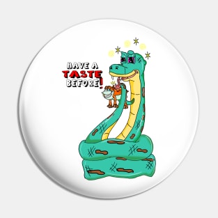 Have a Taste - Silly Funny Snake Frog Nature Cartoon Pin