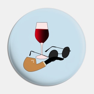 Wine, Pipe and Glasses Pin