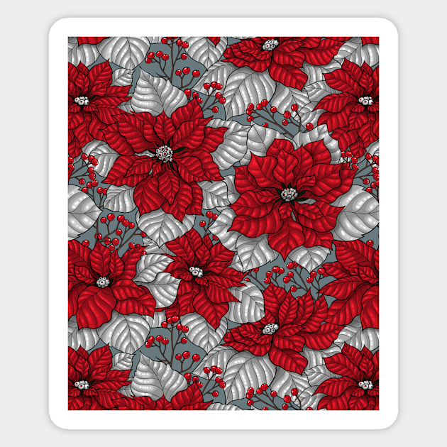 Poinsettia, Christmas pattern - Christmas - Sticker