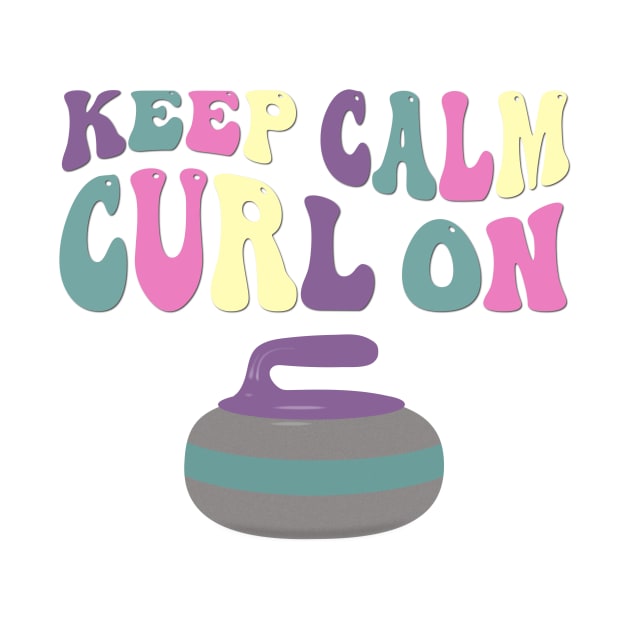 Groovy Retro Curling Sport Design - Keep Calm Curl On by Pixel Impressions Co