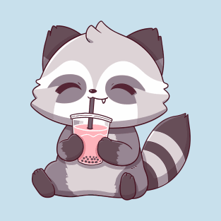 Cute Raccoon Drinking Boba T-Shirt