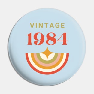 Vintage 1984  Retro Star and Rainbow Graphic Pin