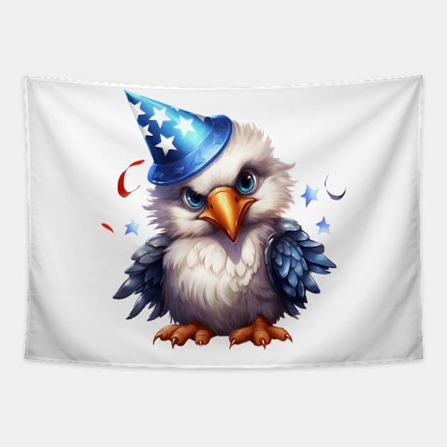 4th of July Baby Bald Eagle #11 Tapestry by Chromatic Fusion Studio