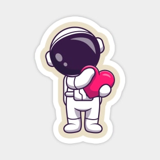 Astronaut Holding Heart Cartoon Magnet