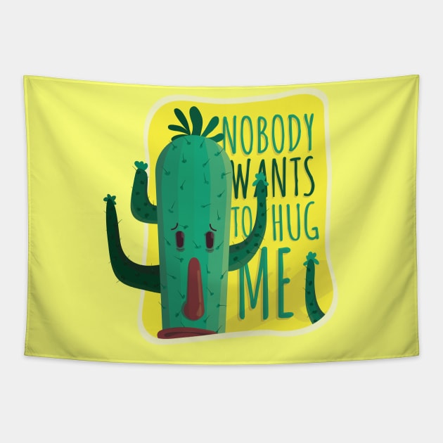 Funny Cactus Cartoon Design Tapestry by CoolArts