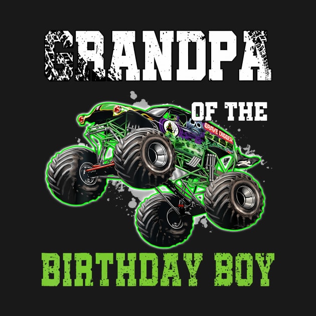 Grandpa Of The Birthday Boy Monster Truck Car Party Outfit by MaciGalloway3