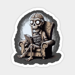 Brainy Reads Only - Zombie bookworm Magnet