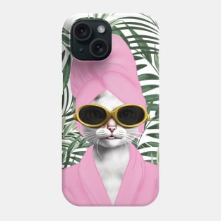 Cute Cat Wearing Pink Robe Phone Case