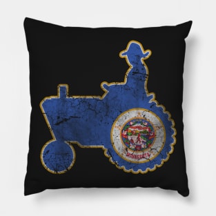 Vintage Minnesota Farmer Tractor Pillow