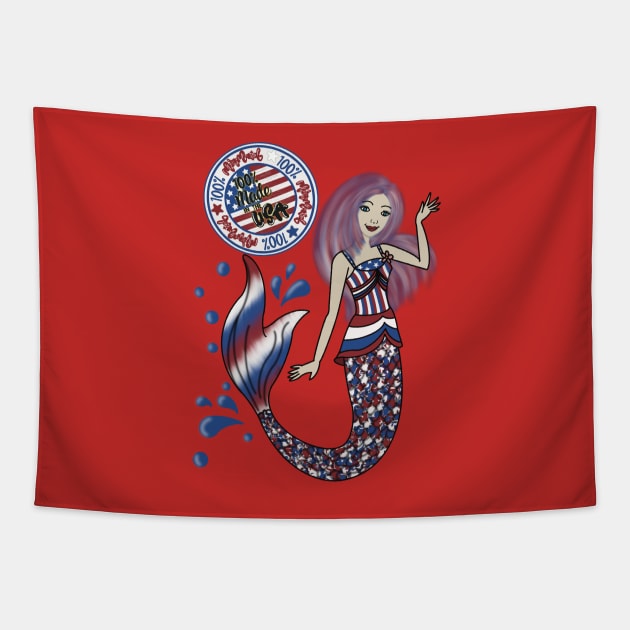 100% mermaid in the USA Tapestry by LHaynes2020