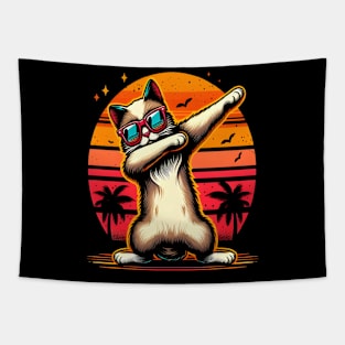 retro vintage dabbing Cat glasses Tapestry