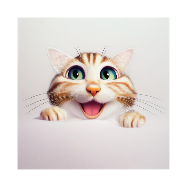 Smiling Cute Tabby Kitten by Geminiartstudio