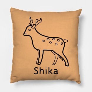 Shika (Deer) Japanese design in black Pillow