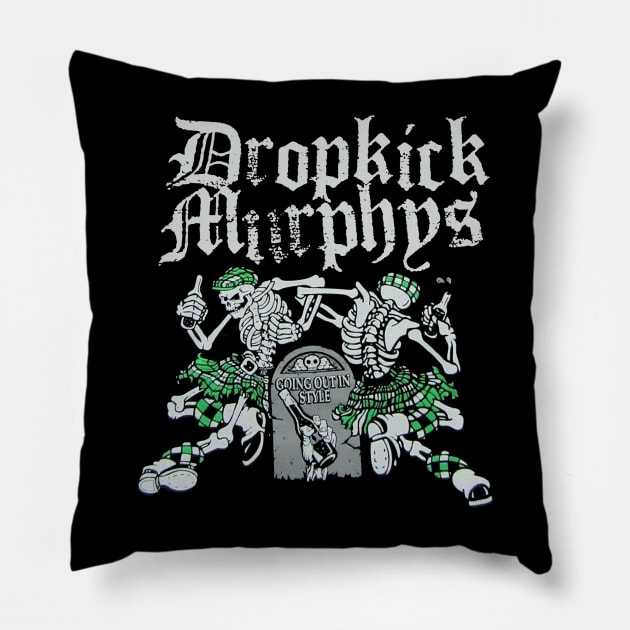 Two skull green art punk band Pillow by WalkTogether