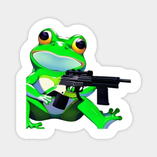 Meme Frog with Gun Magnet