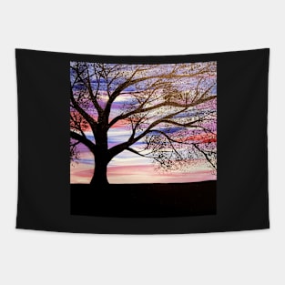 Sunset tree silhouette 1 Tapestry