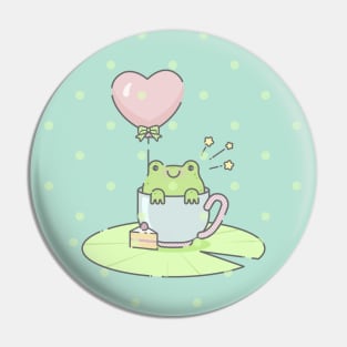 Cute frog Kawaii with Heart Balloon Pin